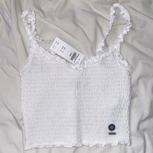 Hollister white smocked ruffle tank top